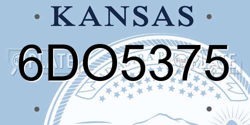 6DO5375 Kansas License Plate