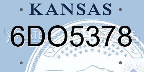 6DO5378 Kansas License Plate