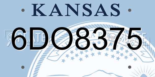 6DO8375 Kansas License Plate