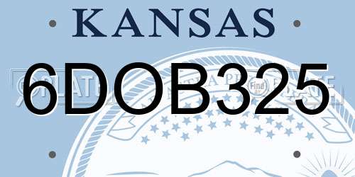 6DOB325 Kansas License Plate