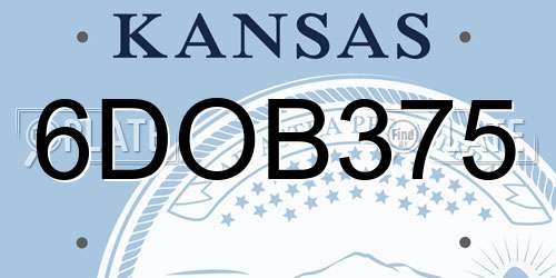 6DOB375 Kansas License Plate
