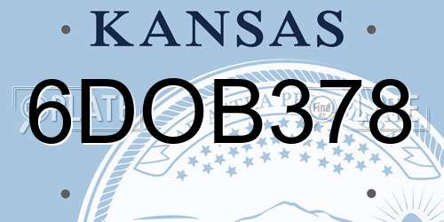6DOB378 Kansas License Plate