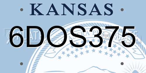 6DOS375 Kansas License Plate