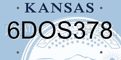 6DOS378 Kansas License Plate