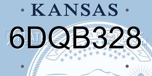 6DQB328 Kansas License Plate