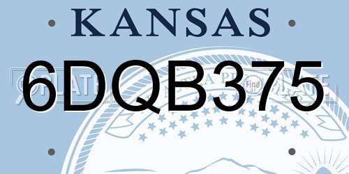 6DQB375 Kansas License Plate