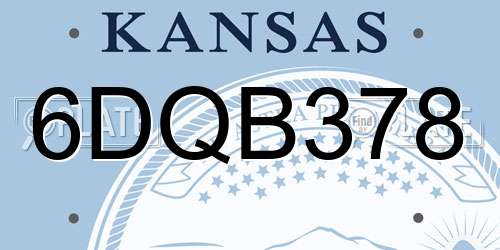6DQB378 Kansas License Plate