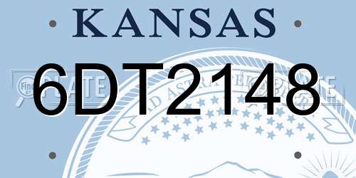 6DT2148 Kansas License Plate