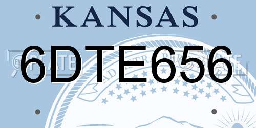 6DTE656 Kansas License Plate