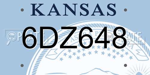 6DZ648 Kansas License Plate