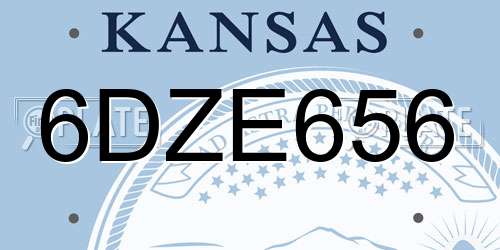 6DZE656 Kansas License Plate