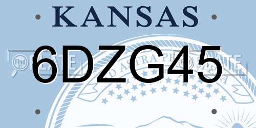 6DZG45 Kansas License Plate