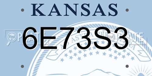 6E73S3 Kansas License Plate