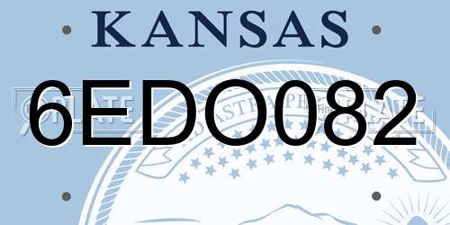 6EDO082 Kansas License Plate