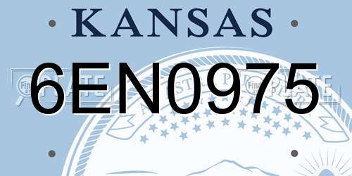 6EN0975 Kansas License Plate
