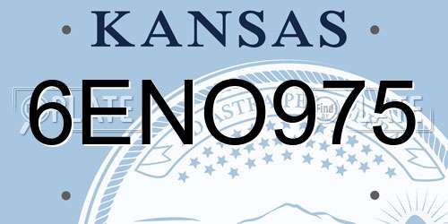 6ENO975 Kansas License Plate