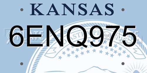 6ENQ975 Kansas License Plate
