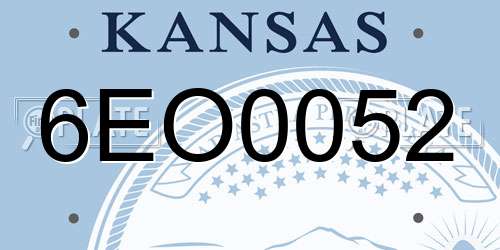 6EO0052 Kansas License Plate