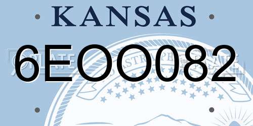 6EOO082 Kansas License Plate