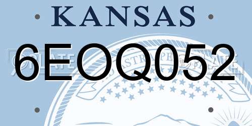 6EOQ052 Kansas License Plate