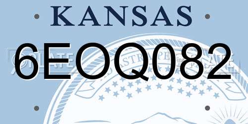 6EOQ082 Kansas License Plate