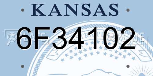 6F34102 Kansas License Plate