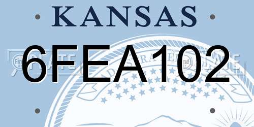6FEA102 Kansas License Plate