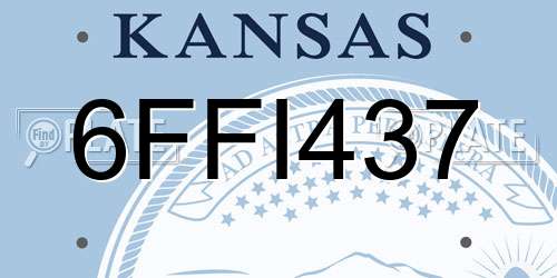 6FFI437 Kansas License Plate