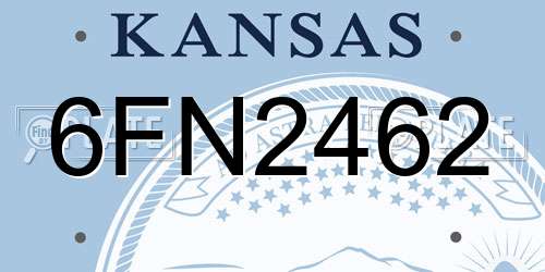 6FN2462 Kansas License Plate