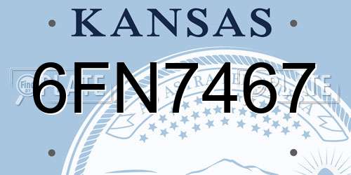 6FN7467 Kansas License Plate