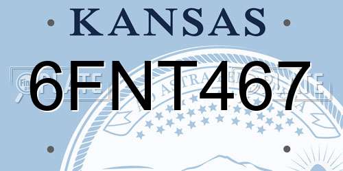 6FNT467 Kansas License Plate