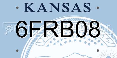 6FRB08 Kansas License Plate