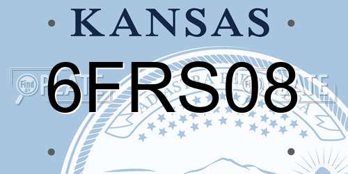 6FRS08 Kansas License Plate