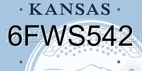 6FWS542 Kansas License Plate