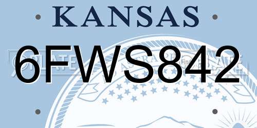 6FWS842 Kansas License Plate