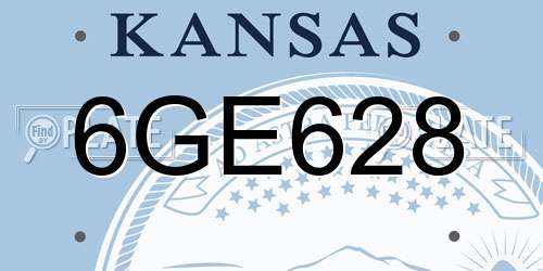6GE628 Kansas License Plate