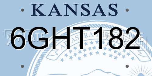 6GHT182 Kansas License Plate