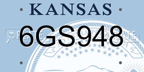 6GS948 Kansas License Plate