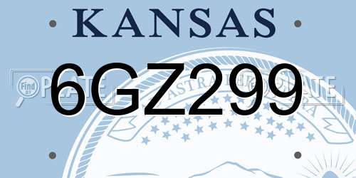 6GZ299 Kansas License Plate