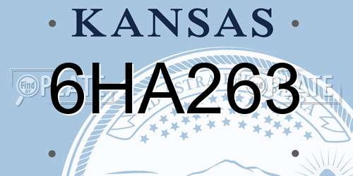 6HA263 Kansas License Plate