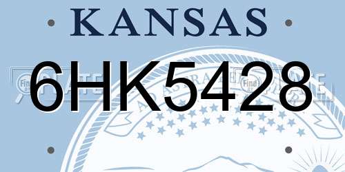 6HK5428 Kansas License Plate