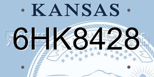 6HK8428 Kansas License Plate