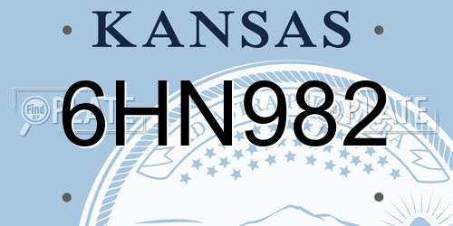 6HN982 Kansas License Plate