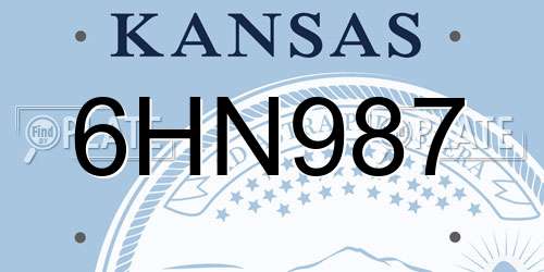 6HN987 Kansas License Plate
