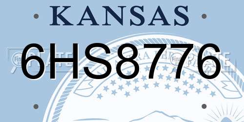 6HS8776 Kansas License Plate