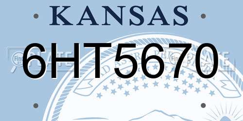 6HT5670 Kansas License Plate