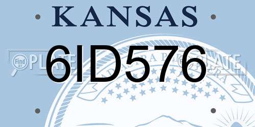 6ID576 Kansas License Plate