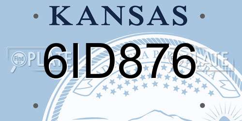 6ID876 Kansas License Plate