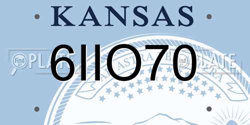 6IIO70 Kansas License Plate