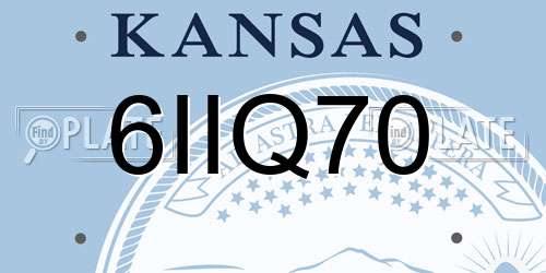 6IIQ70 Kansas License Plate